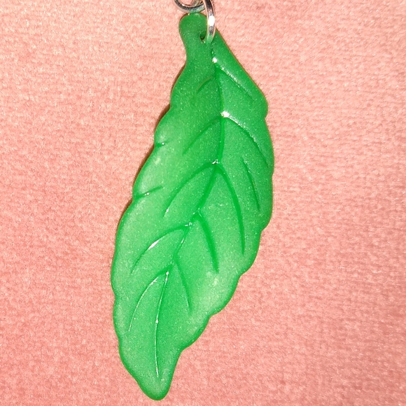 Solid 925 REAL Sterling Silver Ear Wires Green Leaves Long Leaf Earrings New - Picture 4 of 6